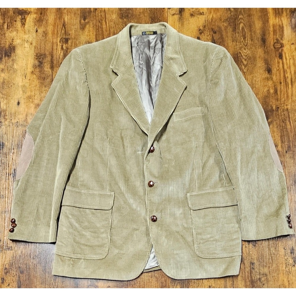 Orvis Vintage Corduroy Sport Coat Blazer Tan Elbow Patches Mens 3 Button XL
